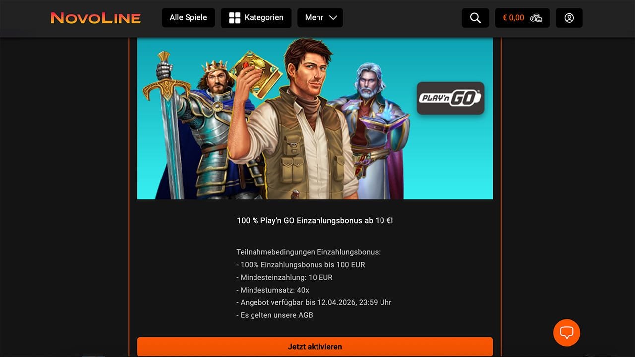 Play'n GO Einzahlungsbonus Play'n GO Einzahlungsbonus